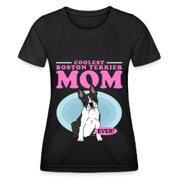 Boston Terrier Mom Hunde Hundebesitzerin Geschenk - Frauen Funktions-T-Shirt - Schwarz - Vorne - AI Model Female 172 light (172cm)