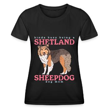 Maman Berger des Shetland | Cadeau de chien Sheltie - T-shirt sport Femme - noir - Devant - AI Model Female 172 light (172cm)