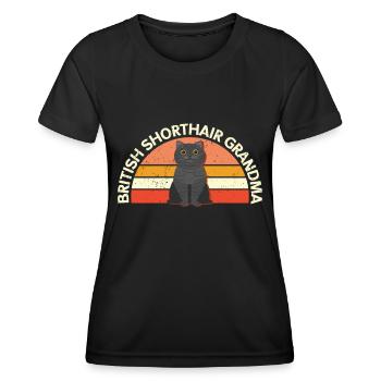 Grand-mère britannique à poil court | Cadeau maman chat - T-shirt sport Femme - noir - Devant - AI Model Female 172 light (172cm)