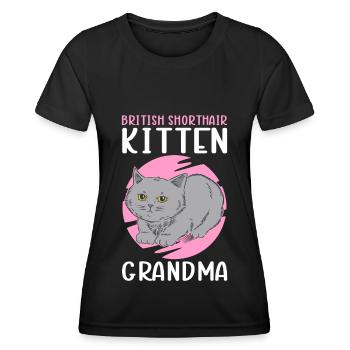 British Shorthair Grandma Cat Mom Cadeau - T-shirt sport Femme - noir - Devant - AI Model Female 172 light (172cm)