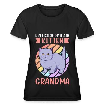 Grand-mère britannique à poil court | Cadeau maman chat - T-shirt sport Femme - noir - Devant - AI Model Female 172 light (172cm)