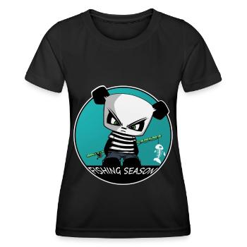 Angel Panda, Angeln Fischen Angler Fische Kinder - Frauen Funktions-T-Shirt - Schwarz - Vorne - AI Model Female 172 light (172cm)