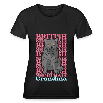 British Shorthair Grandma Cat Mom Cadeau - T-shirt sport Femme - noir - Devant - AI Model Female 172 light (172cm)