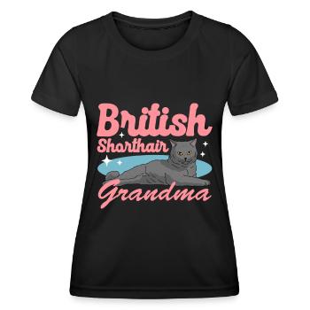 British Shorthair Grandma Cat Owner Cadeau - T-shirt sport Femme - noir - Devant - AI Model Female 172 light (172cm)