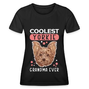 Grand-mère Yorkie | Yorkshire Terrier Dog Cadeau - T-shirt sport Femme - noir - Devant - AI Model Female 172 light (172cm)