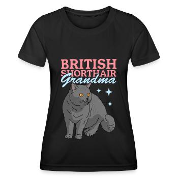 Grand-mère britannique à poil court | Cadeau maman chat - T-shirt sport Femme - noir - Devant - AI Model Female 172 light (172cm)