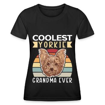 Yorkie Grandma Yorkshire Terrier Cadeau chien - T-shirt sport Femme - noir - Devant - AI Model Female 172 light (172cm)