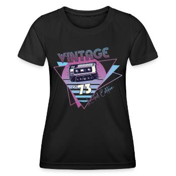Vintage 1973 Cadeau d’anniversaire Cassette Rétro - T-shirt sport Femme - noir - Devant - AI Model Female 172 light (172cm)