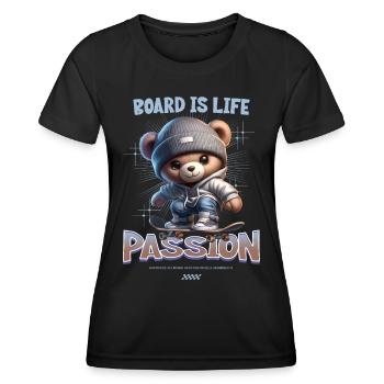 Board is life Passion Skateboard Teddy - Frauen Funktions-T-Shirt - Schwarz - Vorne - AI Model Female 172 light (172cm)