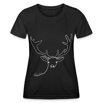 cerf de noel minimaliste trait - T-shirt sport Femme - noir - Devant - AI Model Female 172 light (172cm)