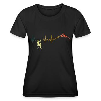 Rétro escalade Heartbeat Mountains Climber ECG - T-shirt sport Femme - noir - Devant - AI Model Female 172 light (172cm)