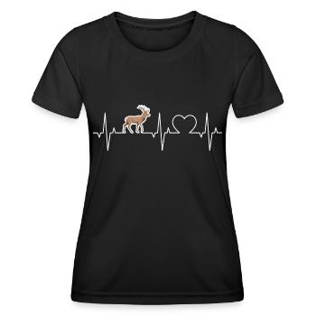 Cerf Heartbeat Red Deer Chasse ECG Chasseur de cerf - T-shirt sport Femme - noir - Devant - AI Model Female 172 light (172cm)