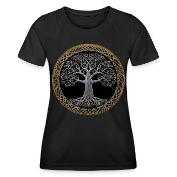 Yggdrasil, arbre de vie, symbole celtique - T-shirt sport Femme - noir - Devant - AI Model Female 172 light (172cm)