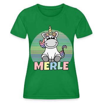 Merle Unicorn Navn - Funktionsshirt til damer - kelly grøn - Foran - AI Model Female 172 dark (172cm)