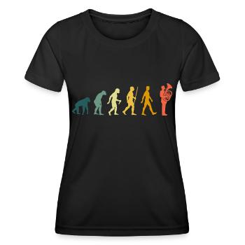 Tuba Player Evolution Tuba Player Retro Musician Tuba - T-shirt sport Femme - noir - Devant - AI Model Female 172 light (172cm)
