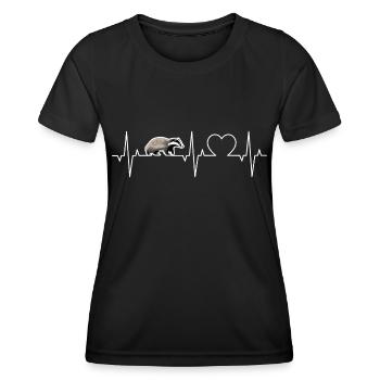 Badger Heartbeat Badgers ECG Forest Animal Heart Badger - Women's Functional T-Shirt - black - Front - AI Model Female 172 light (172cm)