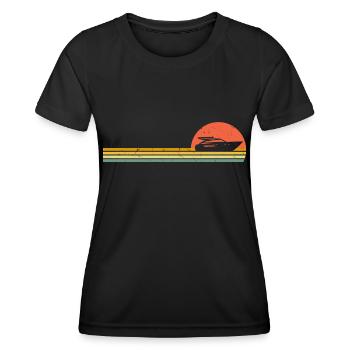 Bateau rétro Bateau à moteur vintage Yacht Bateau de sport - T-shirt sport Femme - noir - Devant - AI Model Female 172 light (172cm)
