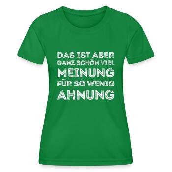 Lots of opinion little clue irony sarkasm - Women's Functional T-Shirt - kelly green - Front - AI Model Female 172 dark (172cm)