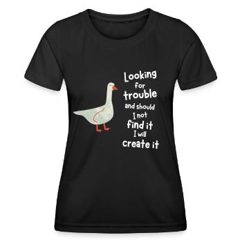 Gans Gaming Natur Vogel Meme geschenk online - Frauen Funktions-T-Shirt - Schwarz - Vorne - AI Model Female 172 light (172cm)
