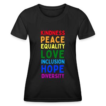 lgbtq, lgbt, gay pride, gay, rainbow, pride - Women's Functional T-Shirt - black - Front - AI Model Female 172 light (172cm)