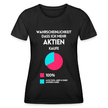 Aktien Dividende lustige sprüche Vermögen finanzen - Frauen Funktions-T-Shirt - Schwarz - Vorne - AI Model Female 172 light (172cm)