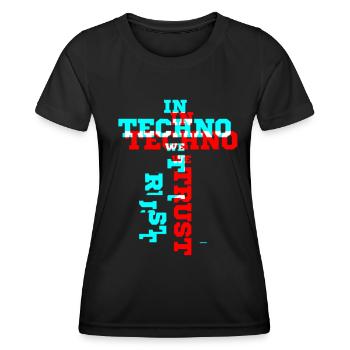 Techno - T-shirt sport Femme - noir - Devant - AI Model Female 172 light (172cm)