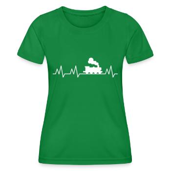Railway tracks locomotive steam locomotive gift - Women's Functional T-Shirt - kelly green - Front - AI Model Female 172 dark (172cm)