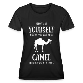Kamel wüste tier zoo trampeltier wüstentier lustig - Frauen Funktions-T-Shirt - Schwarz - Vorne - AI Model Female 172 light (172cm)