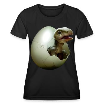 Baby dinosaur hatches from egg - Women's Functional T-Shirt - black - Front - AI Model Female 172 light (172cm)