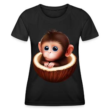 Affe in einer Kokosnuss - Frauen Funktions-T-Shirt - Schwarz - Vorne - AI Model Female 172 light (172cm)