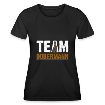 Hund Doberman - Frauen Funktions-T-Shirt - Schwarz - Vorne - AI Model Female 172 light (172cm)