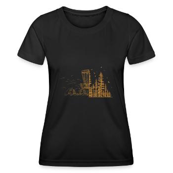 Discgolf Disc Golf Frisbee - Frauen Funktions-T-Shirt - Schwarz - Vorne - AI Model Female 172 light (172cm)
