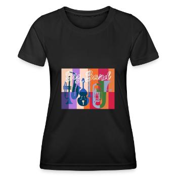 Big Band Jazz Saxophon Trompete Posaune Geschenk - Frauen Funktions-T-Shirt - Schwarz - Vorne - AI Model Female 172 light (172cm)