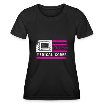 Spécialiste du codage de codeur médical - T-shirt sport Femme - noir - Devant - AI Model Female 172 light (172cm)