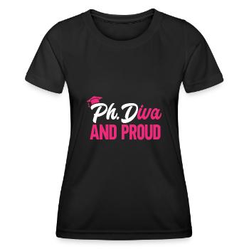 PhD Graduate Doktorgrad Ph.D. Promotion - Frauen Funktions-T-Shirt - Schwarz - Vorne - AI Model Female 172 light (172cm)