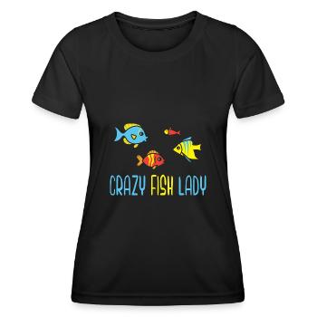 Crazy Fish Lady Aquarist Fish Keeper - Women's Functional T-Shirt - black - Front - AI Model Female 172 light (172cm)