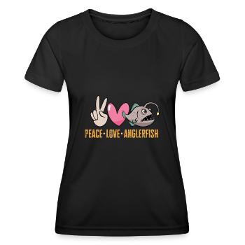 Poisson-grenouille Pêcheur en haute mer Pêcheur à la ligne - T-shirt sport Femme - noir - Devant - AI Model Female 172 light (172cm)