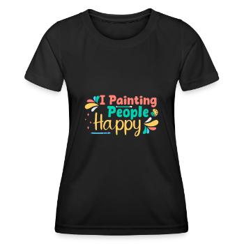 Artist Painter Graphic I Painting People Happy Art - Frauen Funktions-T-Shirt - Schwarz - Vorne - AI Model Female 172 light (172cm)