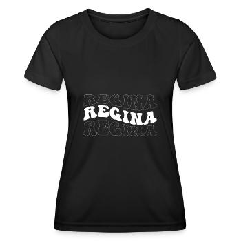 Drôle Regina Groovy 4 Hommes Femmes Cool Regina Tie - T-shirt sport Femme - noir - Devant - AI Model Female 172 light (172cm)