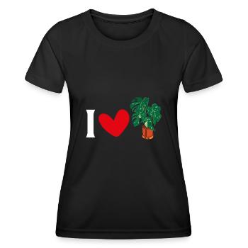 Monstera Deliciosa Albo Plante d’intérieur botanique - T-shirt sport Femme - noir - Devant - AI Model Female 172 light (172cm)