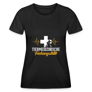 Tierarzthelferin Veterinär TFA Herzschlag - Frauen Funktions-T-Shirt - Schwarz - Vorne - AI Model Female 172 light (172cm)