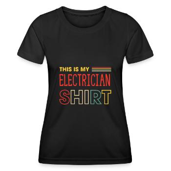 Tension de dicton ironique d'artisan électricien - T-shirt sport Femme - noir - Devant - AI Model Female 172 light (172cm)