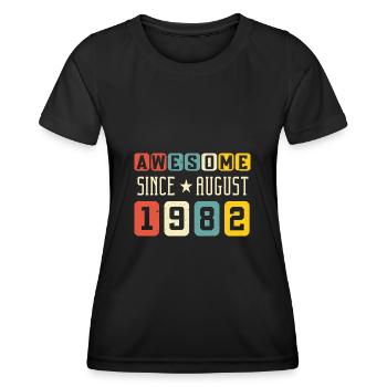 August 1982 - 40. Geburtstag Geschenk. Awesome. - Frauen Funktions-T-Shirt - Schwarz - Vorne - AI Model Female 172 light (172cm)