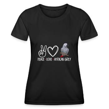 Graupapagei African Grey Parrot Papagei - Frauen Funktions-T-Shirt - Schwarz - Vorne - AI Model Female 172 light (172cm)