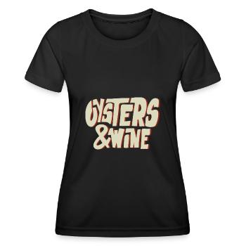 Huîtres et vin Ironic Saying Seafood Chef - T-shirt sport Femme - noir - Devant - AI Model Female 172 light (172cm)