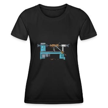 Tour à bois tournante - T-shirt sport Femme - noir - Devant - AI Model Female 172 light (172cm)
