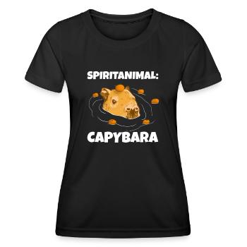 Capybara Orange Meme Design - Frauen Funktions-T-Shirt - Schwarz - Vorne - AI Model Female 172 light (172cm)