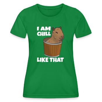Capybara chill en seau - T-shirt sport Femme - vert - Devant - AI Model Female 172 dark (172cm)