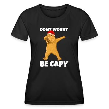 Mèmes de Noël Capybara - T-shirt sport Femme - noir - Devant - AI Model Female 172 light (172cm)