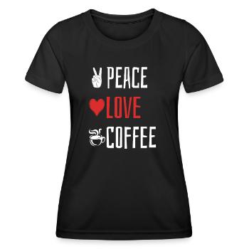 Peace Love Coffee - Heart - Women's Functional T-Shirt - black - Front - AI Model Female 172 light (172cm)